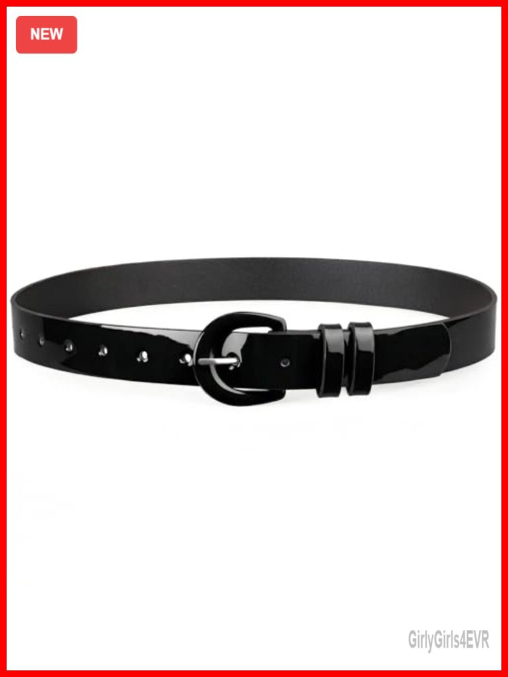 Women's Faux Leather Patent Belt Fit Waist 26-31 Adjustable Vintage Style